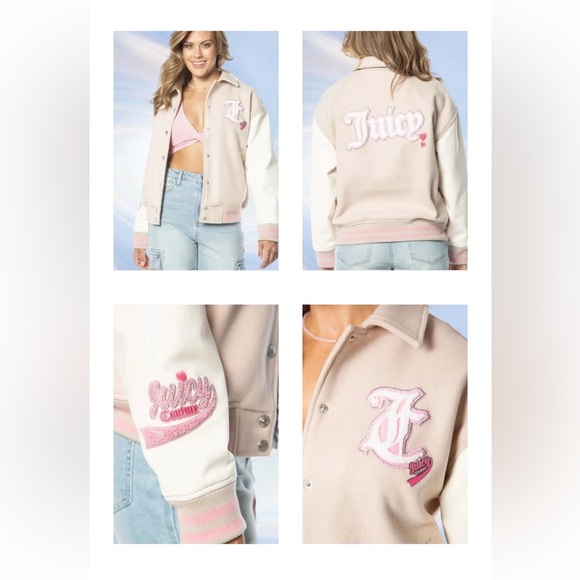 Juicy Couture Convertible Collar Varsity Jacket with Embellishments Size XL NWT - Picture 1 of 11